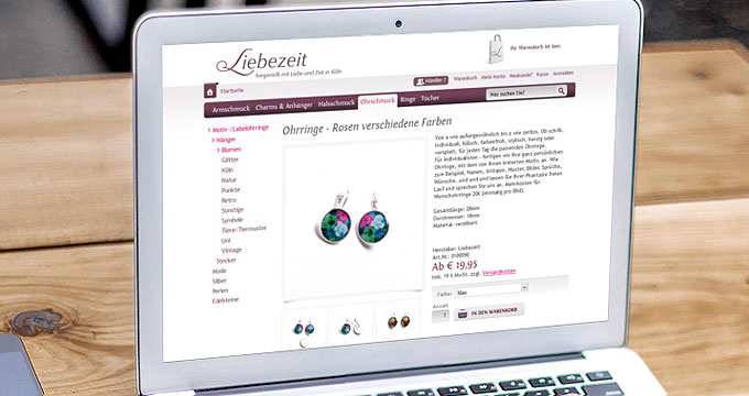 Liebezeit - Screendesign für Onlineshop